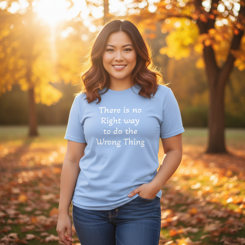 Light blue curvy Asian woman fall outdoor