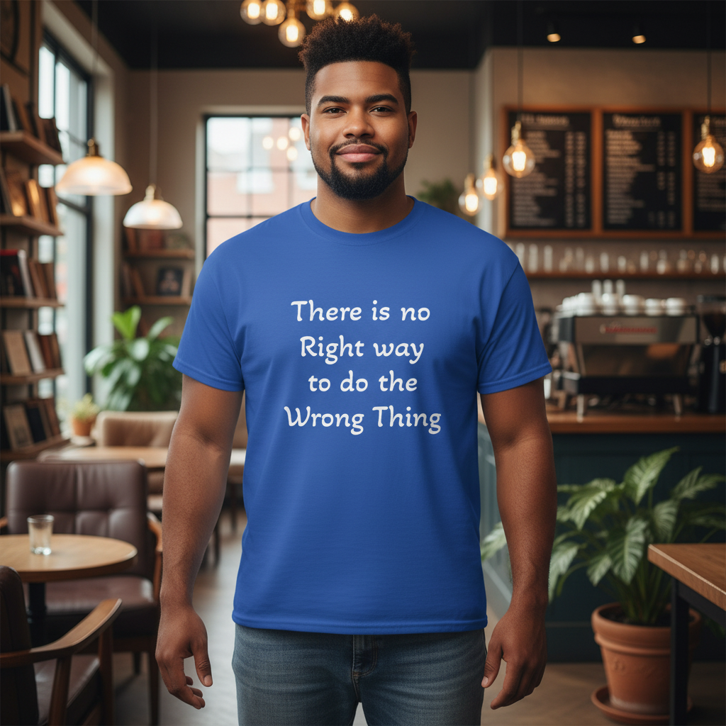 Royal blue plus-size Hispanic man coffee shop