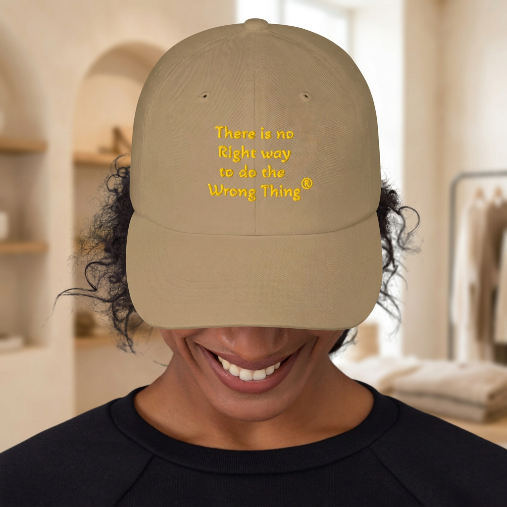 Khaki cap with boutique background