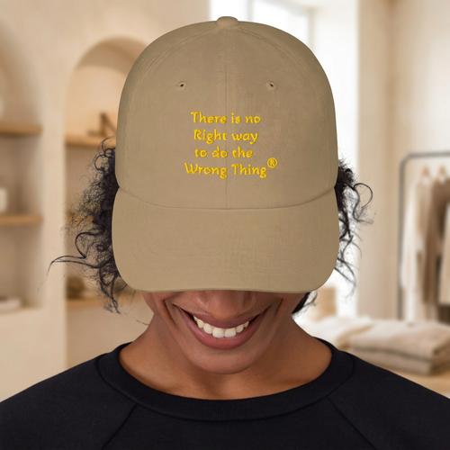 Khaki cap with boutique background