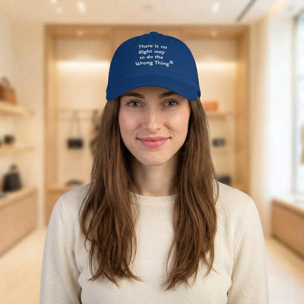 Long-haired woman wearing royal blue cap facing forward