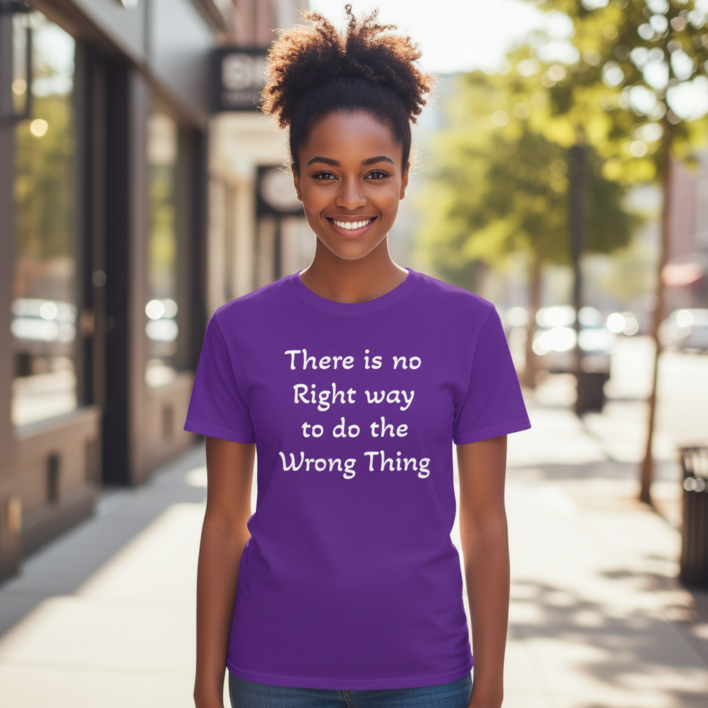 Purple tee Black woman outdoor