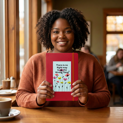 Red flower journal in the café