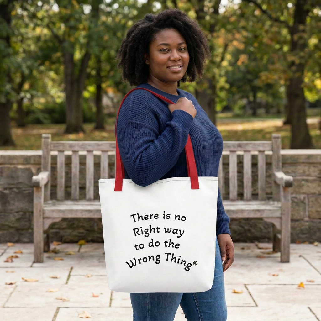 Tote bag with red straps